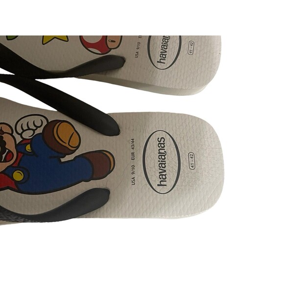 Havaianas Unisex Men’s Mario Bros Sandal White/Black Flip Flop Size 9/10 RARE